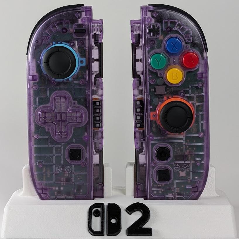 Custom Nintendo Switch 2 Joy-cons Translucent Clear Atomic Purple