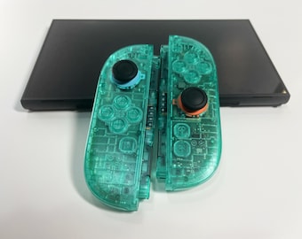 Custom Nintendo Switch 2 Joy-Cons Translucent Clear Emerald Green JoyCons