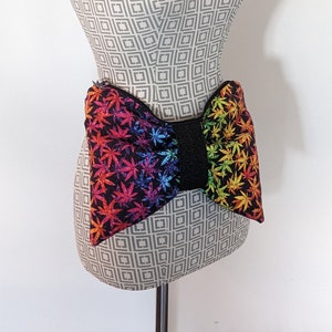 Bow fanny pack, rainbow ombre hemp bow shaped purse, crossbody style bag