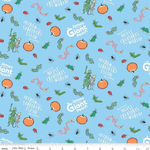 James and the Giant Peach Creature Blue Fabric for Riley Blake Designs - One Fat Quarter