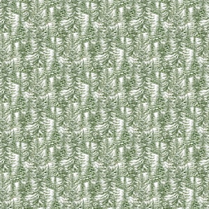 Tessuto natalizio: tessuto per cucito e trapuntatura Northcott Alpine Winter Pine Trees Green, 100% cotone, taglio continuo, seleziona la lunghezza