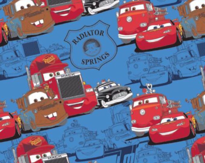 Radiator Springs Rug Disney Pixar Cars Radiator Springs Blue Fabric for Camelot Fabrics One ...