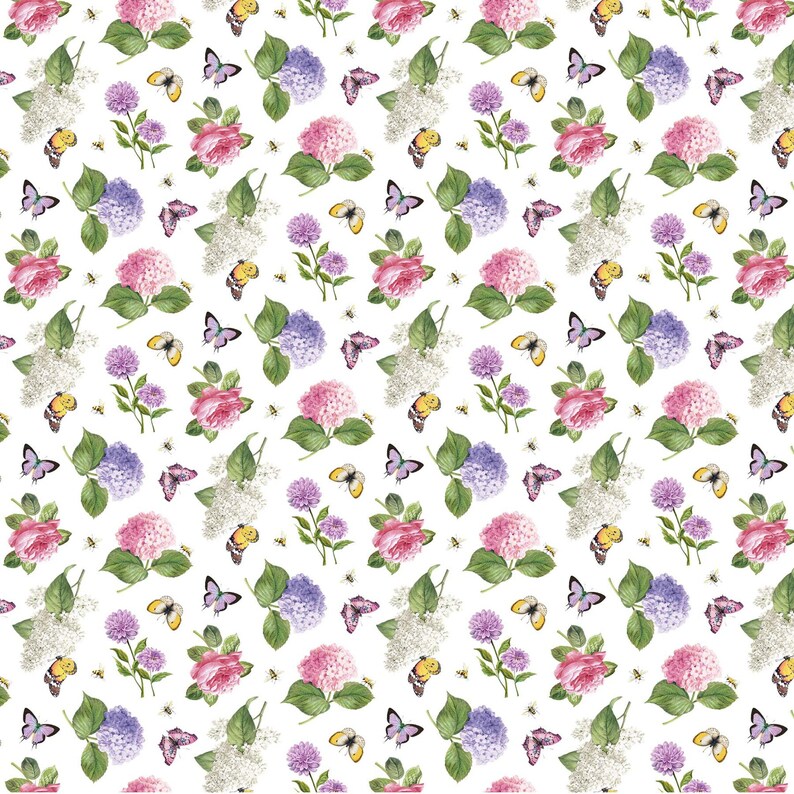 Scented Garden Small Floral Tossed White Fabric by Northcott Etsy