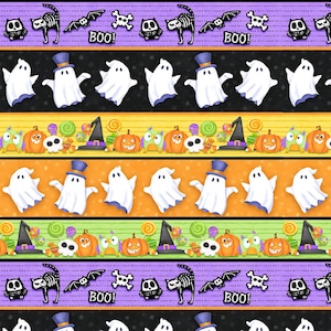 Glow Ghosts Novelty Glow Stripe Multi Fabric by Henry Glass Fabrics - One Yard