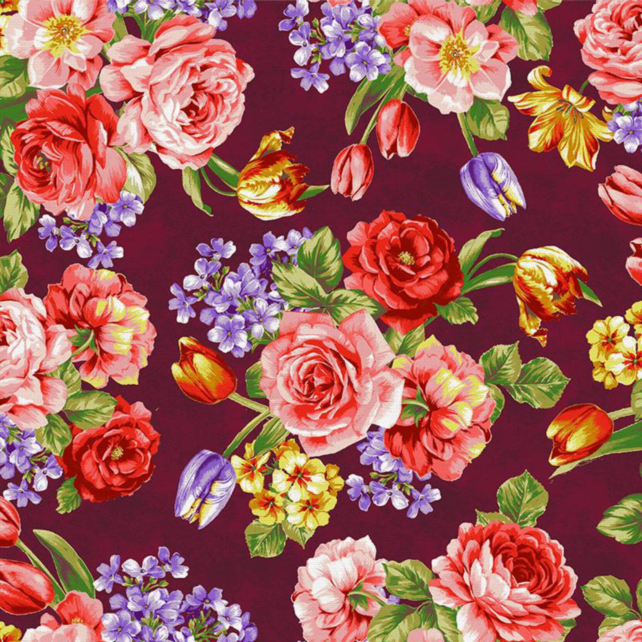 Spring Bouquet Large Colorful Floral Flowers Wine Fabric | Etsy