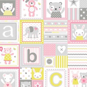 Tiny Tots ABC&#39;s Patchwork Blossom Fabric for Michael Miller Fabrics - One Yard