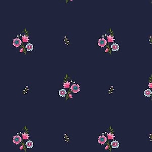 Tessuto Provencial Garden Bloom Navy, Michael Miller Fabrics, cotone di alta qualità per quilting, artigianato, arredamento per la casa, cucito - Un metro
