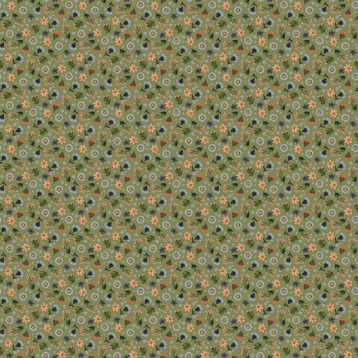 Bee Kind Floral Toss Green Fabric by Northcott Fabrics One | Etsy