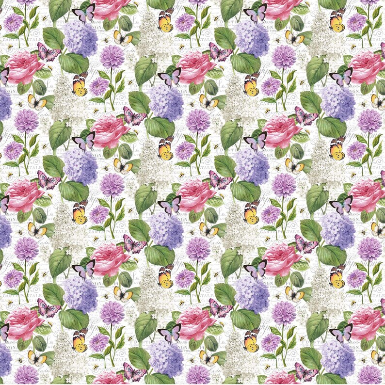 Scented Garden Feature Floral White Fabric by Northcott Etsy