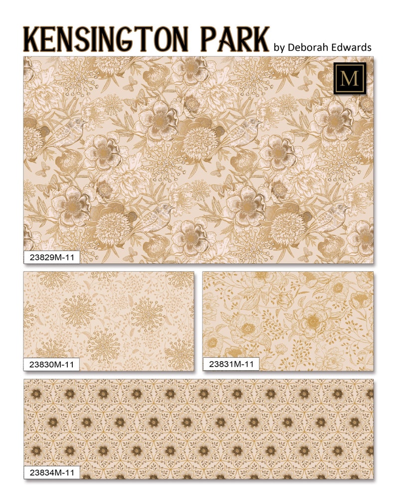 One Yard Kensington Park Queen Anne Lace Cream Fabric by Northcott Fabrics