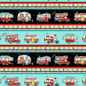 Roamin&#39; Holiday Camper Stripe Multi Fabric by Studio E Fabrics - One Yard