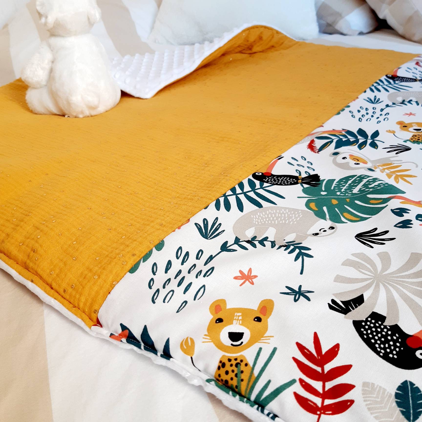 Couverture Bi-Couleur Bébé/Enfant Version Fine ou Épaisse