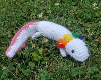 LGBTQ+ Pride Axolotl - Handmade Crochet Plush