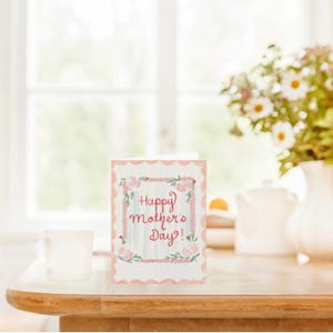 Tarjeta del Día de la Madre dibujada a mano "Rosa rosa"