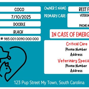 Editable Pet Emergency Card | Print at Home
