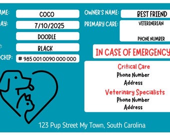 Editable Pet Emergency Card | Print at Home