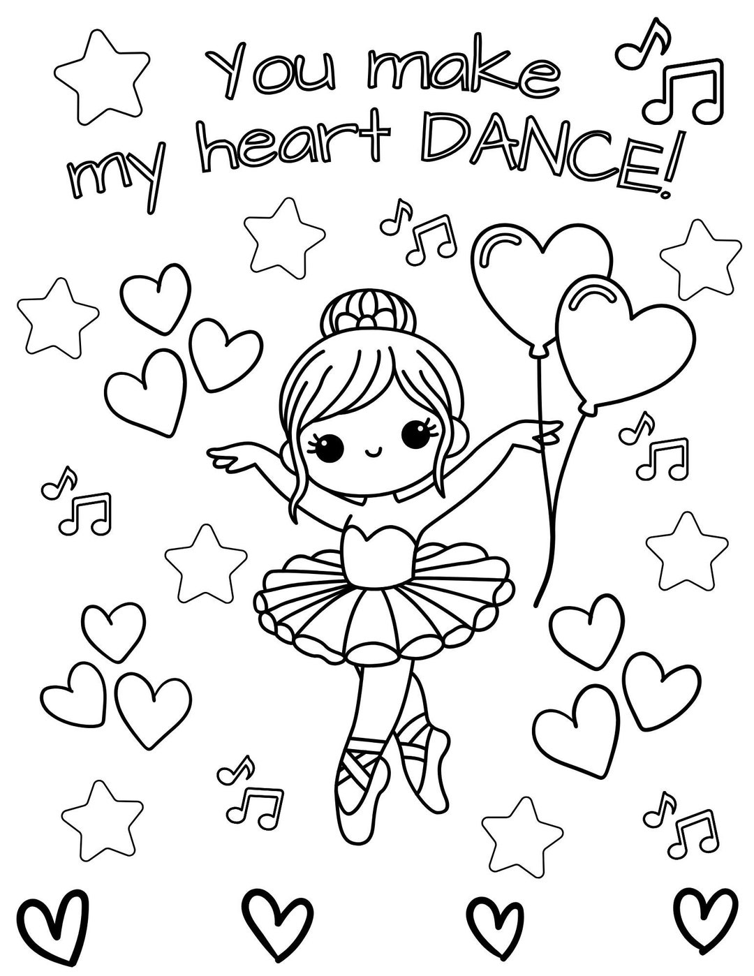 Valentine Coloring Sheet | You Make My Heart Dance - Etsy