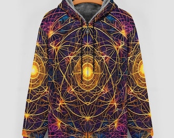 Sacred Geometry Zippered Hoodie for Sale by Swaggy Shirt Online Etsy Shop, Geometry Lovers Hoodie, Festival Clothing, Gift For Him, Gifts