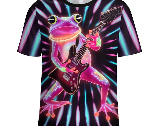 Psychedelic Frog Playing Guitar T-Shirt for Sale by Swaggy Shirts on Etsy, Music Lover Shirts, Animal Playing Guitar Shirt, Musician T-Shirt