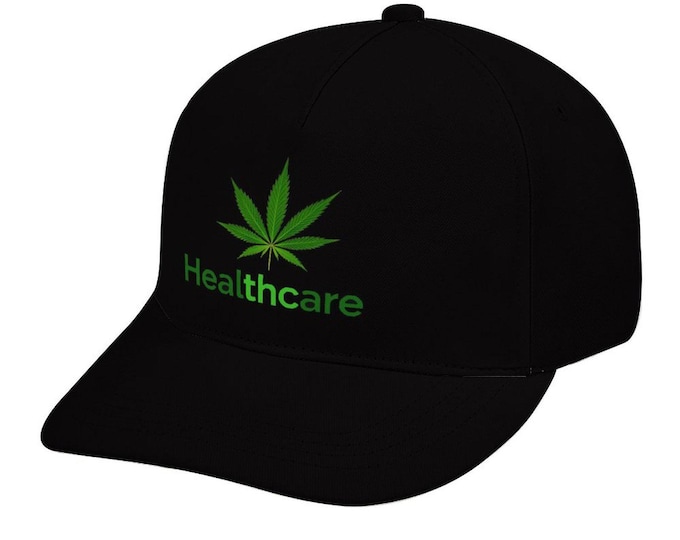 Cannabis Healthcare Hat, Marijuana Leaf Cap, Customized Bent  Fitted Cap, Adjustable Baseball Hat, Weed Lover Gifts Cap, Outdoor Sports Hat