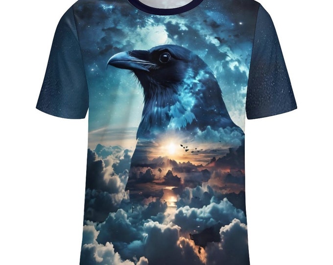 Mystical Raven T-Shirt for Sale by Swaggy Shirts on Etsy, Black Raven Shirt, Raven Design T-Shirt, Gothic Raven Shirt, Spirit Animal Shirts