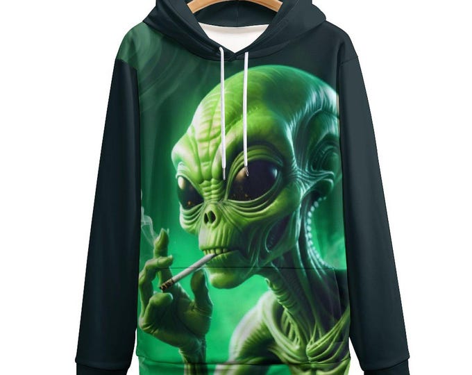 Alien Cannabis Hoodie for Sale by Swaggy Shirts on Etsy, Funny Weed Hoodie, Marijuana Graphic Hoodie, 420 Stoner Pullover, Festival Sweater