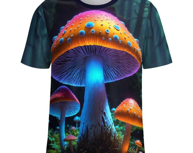 Psychedelic Mushroom T-Shirt for Sale by Swaggy Shirts on Etsy, Mushroom Design Tee, Trippy Mushroom Shirts, Mushroom Lovers Gift Shirt