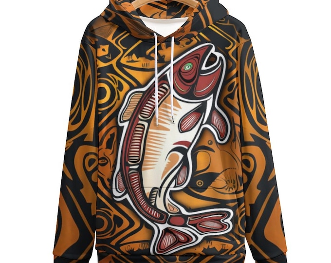 Native Salmon Hoodie for Sale by Swaggy Shirts on Etsy, Salmon Fishing Sweater, Salmon Lover Hoodie, Salmon Fisherman Gift, Salmon Sweater