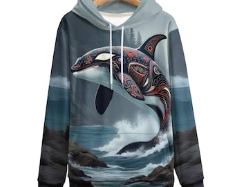 Native Orca Killer Whale Hoodie for Sale by Swaggy Shirts on Etsy, First Nations Hoodie, Sea Animal Hoodie, Orca Lover Hoodie, Whale Sweater