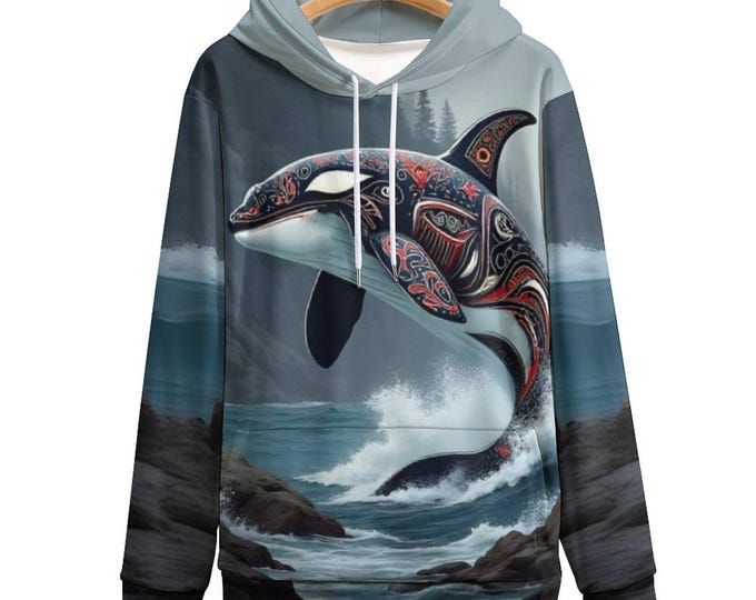 Native Orca Killer Whale Hoodie for Sale by Swaggy Shirts on Etsy, First Nations Hoodie, Sea Animal Hoodie, Orca Lover Hoodie, Whale Sweater