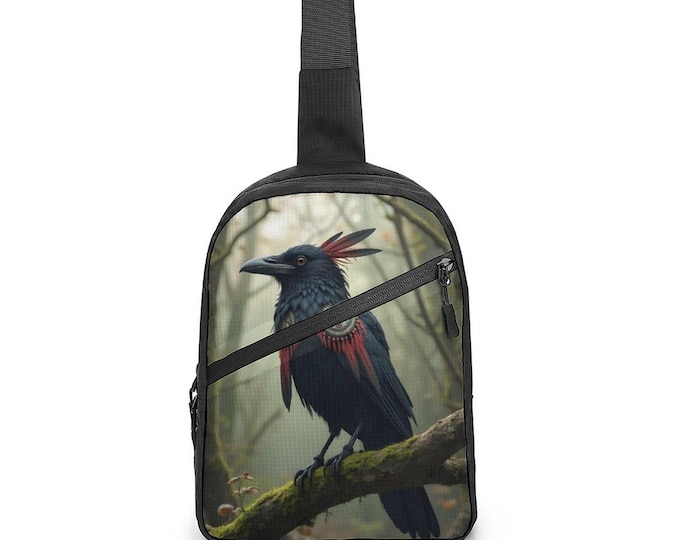 Indigenous First Nations Native Raven Crossbody Sling Bag For Sale by Swaggy Shirts on Etsy, Raven Shoulder Bags, Native American Raven Bag