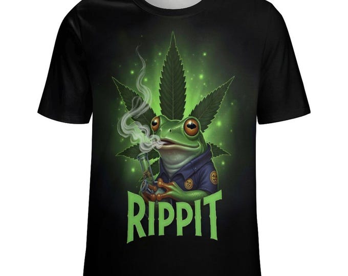 Rippit Cannabis T-Shirt for Sale by Swaggy Shirt on Etsy, Marijuana Design Shirt, Funny Weed Tee, 420 Stoner Frog Shirt, Cannabis Leaf Shirt