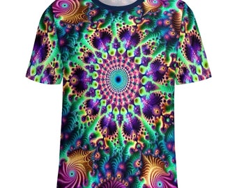 Fractal T-Shirt, Cool Fractal Shirt for Sale by Swaggy Shirt on Etsy, Funky Trippy Apparel, Psychedelic T-Shirt, Festival Clothing, Dad Gift