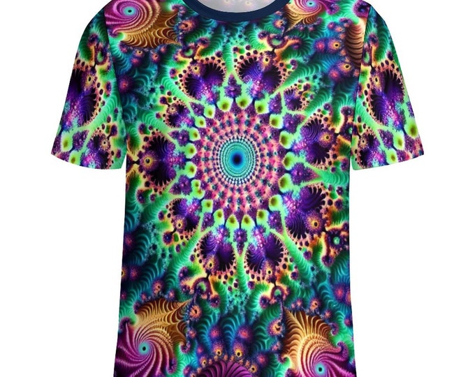Fractal T-Shirt, Cool Fractal Shirt for Sale by Swaggy Shirt on Etsy, Funky Trippy Apparel, Psychedelic T-Shirt, Festival Clothing, Dad Gift