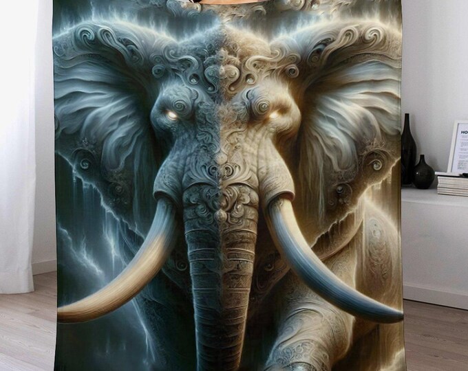 Enchanted Spiritual Elephant Flannel Blanket, Soft Cozy Anti-Pill Throw, Elephant Lover Blanket, Warm Lightweight Bed Couch, Travel Blanket