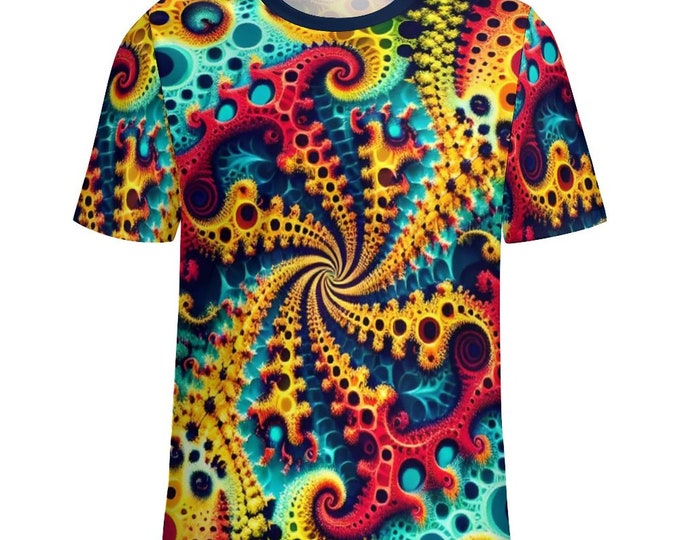 Classic Fractal Shirt for Sale by Swaggy Shirts on Etsy, Funky Trippy Clothing, Psychedelic T-Shirt, Festival Apparel, Mandelbrot Shirt Gift