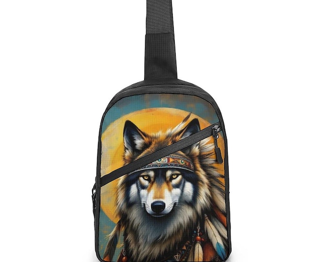 Indigenous First Nations Native Wolf Crossbody Sling Bag for Sale by Swaggy Shirt on Etsy, American Wolf Shoulder Bag, Native Wolf Bag Gifts
