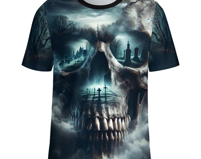 Dark Skull Graveyard T-Shirt for Sale by Swaggy Shirt on Etsy, Halloween Skull Shirt, Skull Lover Shirt, Spooky T-Shirt, Horror Nights Shirt