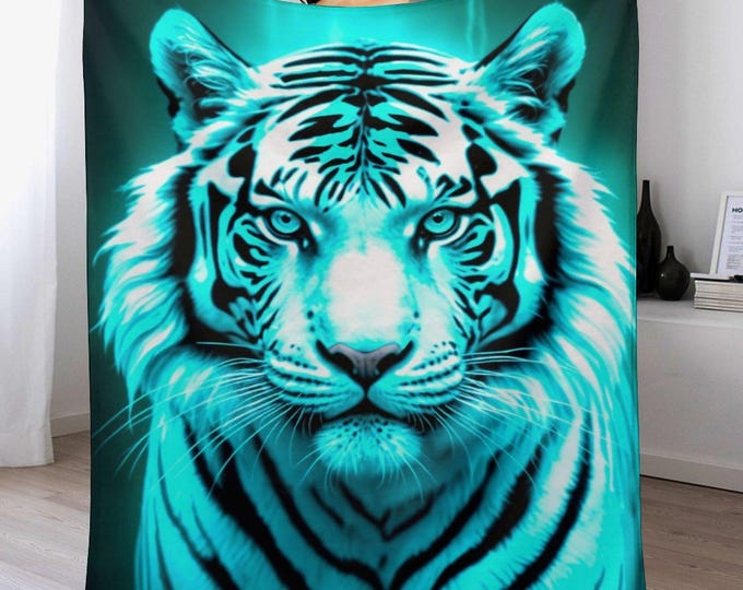 White Striped Tiger Flannel Blanket (One-sided Printing)-40"×50"