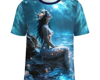 Vintage Mermaid T-Shirt For Sale by Swaggy Shirt on Etsy, Mermaid Mandala Shirt, Women Mermaid Tee, Mystical Mermaid Shirt, Cute Mermaid Tee