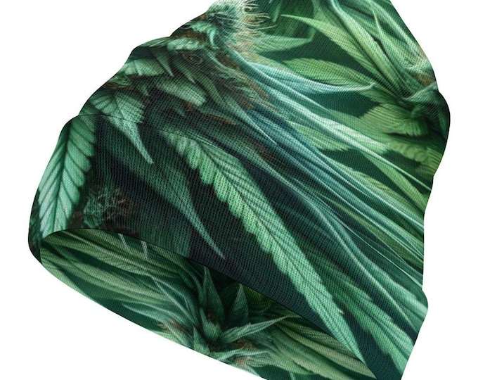 Cannabis Knit Hat, Soft Polyester Winter Beanie for Men & Women, Warm Cozy Hat, Marijuana Leaf Beanie, Cannabis Lover Gifts, 420 Weed Hat