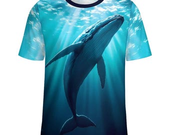 Humpback Whale T-Shirt for Sale by Swaggy Shirt on Etsy, Marine Life Shirt, Ocean Animal Tee, All-Over Print Whale Shirt, Whale Lover Gifts