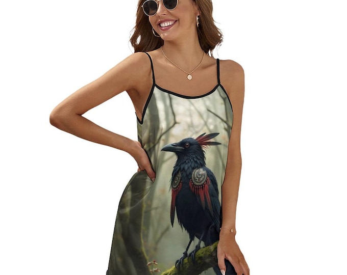 Native Raven Dress for Sale by Swaggy Shirts on Etsy, Women's Raven Dress, Indigenous Dress, Raven Spirit Animal Dress, First Nations Dress