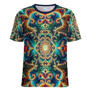T-shirt à géométrie fractale en vente par Swaggy Shirts sur Etsy, ensemble chemise Mandelbrot, t-shirt psychédélique, vêtements de festival, cadeau pour petit ami
