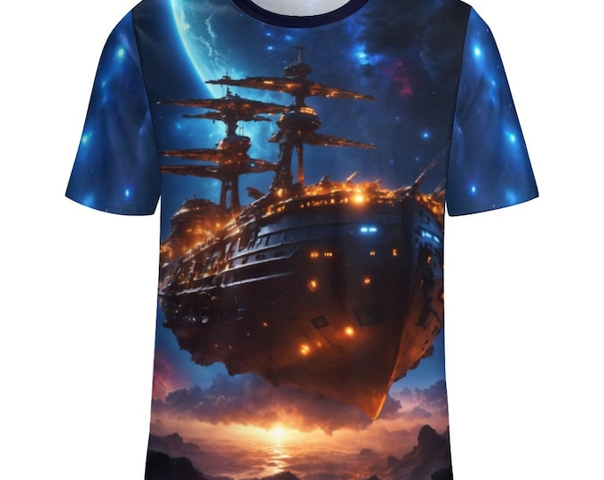 Space Ship T-Shirt for Sale by Swaggy Shirt on Etsy, Enchanted Fantasy Shirt, Men's Space Ship Tee, Astronomy Shirts, Space Ship Lover Gifts