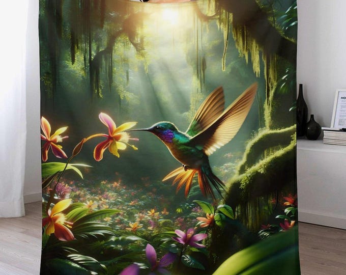 Hummingbird Flannel Blanket (One-sided Printing)-40"×50"