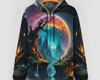 Fantasy World Nature Zippered Hoodie For Sale by Swaggy Shirts Online Etsy Apparel Store, Nature Lovers Hoodie, Festival Clothes, Gifts