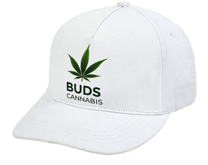 Buds Cannabis Hat, Personalized Sublimation Cap, Adjustable Bent Fitted Hat, Polyester Baseball Cap, Marijuana Leaf Hat, Outdoor Sports Cap