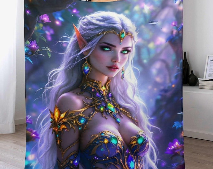 Magical Mystical Elven Goddess Flannel Blanket, Anti-Pill Soft Throw Blanket, Cozy Warm 330gsm Blanket for Couch, Lightweight Travel Blanket