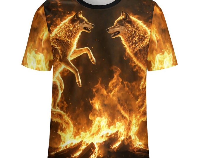 Fire Wolves T-Shirt for Sale by Swaggy Shirts on Etsy, Spirit Animal Shirt, Wolves Design Tee, Animal T-Shirt, Wolf Gift, Nature Lover Shirt